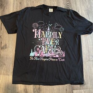 Happily Ever After WDW Magic Kingdom Black Comfort Colors T-Shirt 2XL